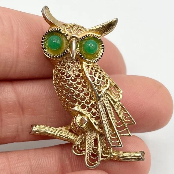 Vintage Sterling Germany Owl Brooch Pin